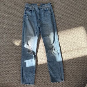 MOTHER Light Blue Distressed Denim Jeans